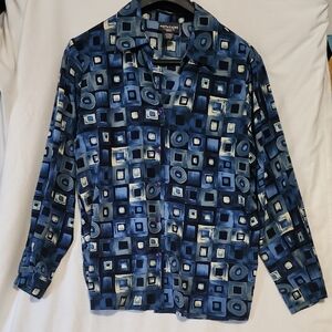 Notations Blue Abstract Pattern Shirt